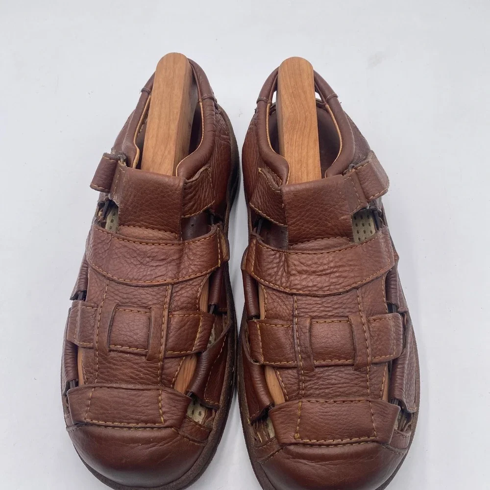 Born H39606 Fisherman Sandals Mens 10 43 Brown Leather Handcrafted Rugged Casual